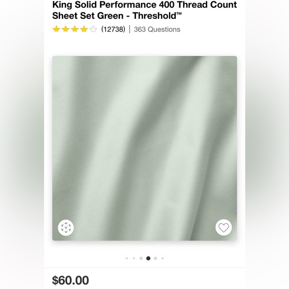 King Solid Performance 400 Thread Count
Sheet Set Green - Threshold - Picture 4 of 5